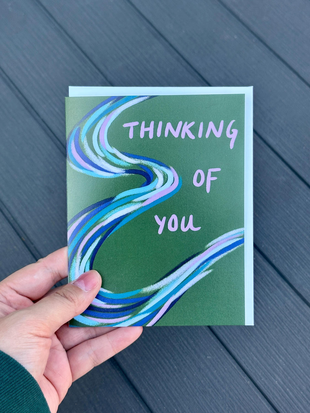 Wavy Thinking of You Card - Green