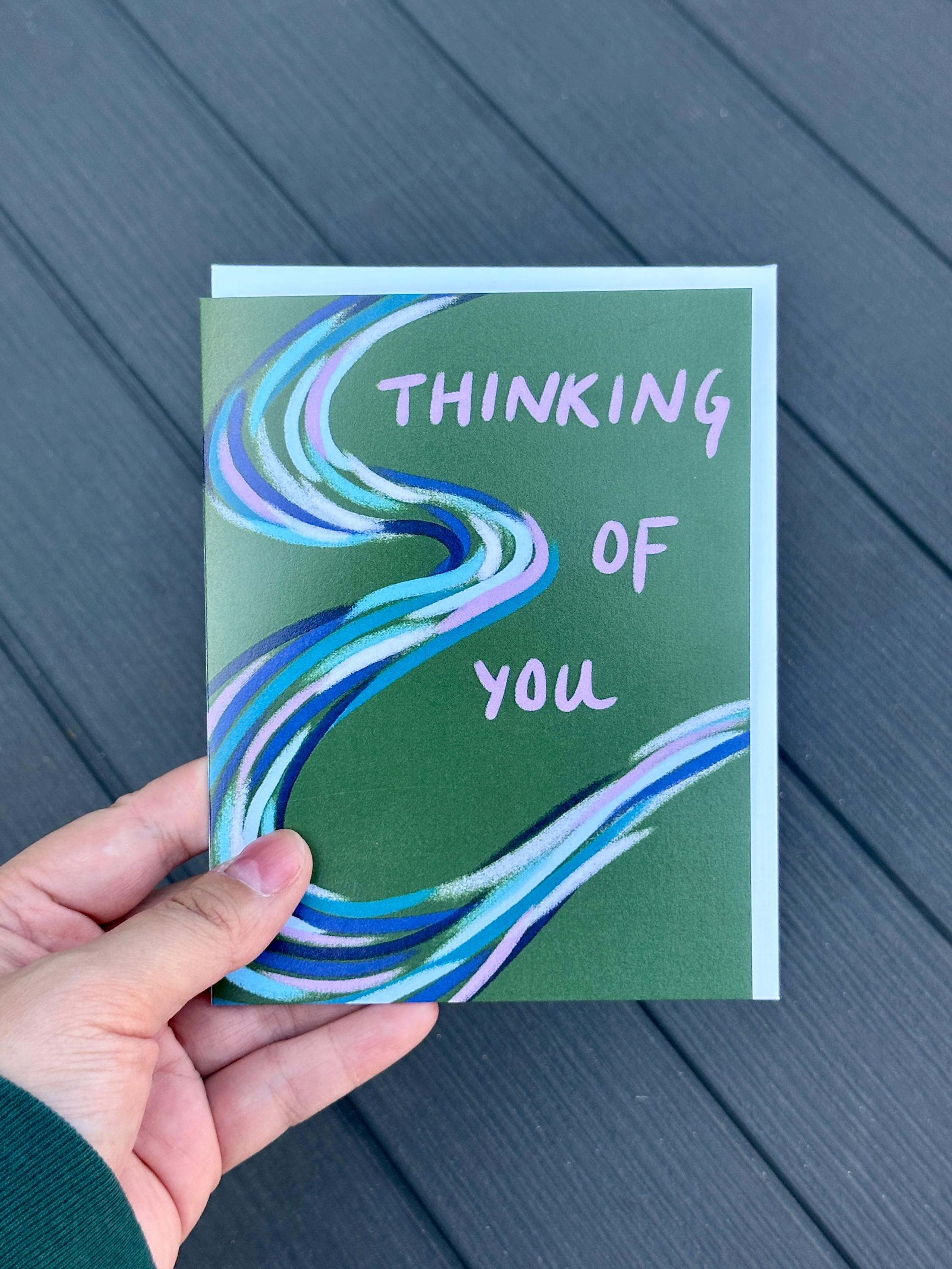 Wavy Thinking of You Card - Green