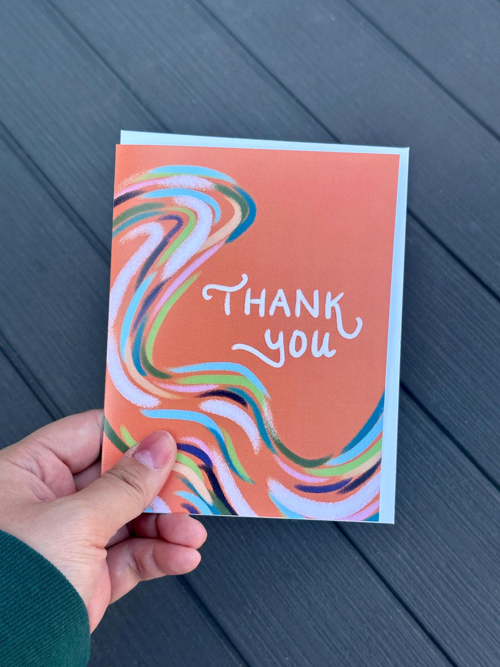 Wavy Thank You Card - Orange